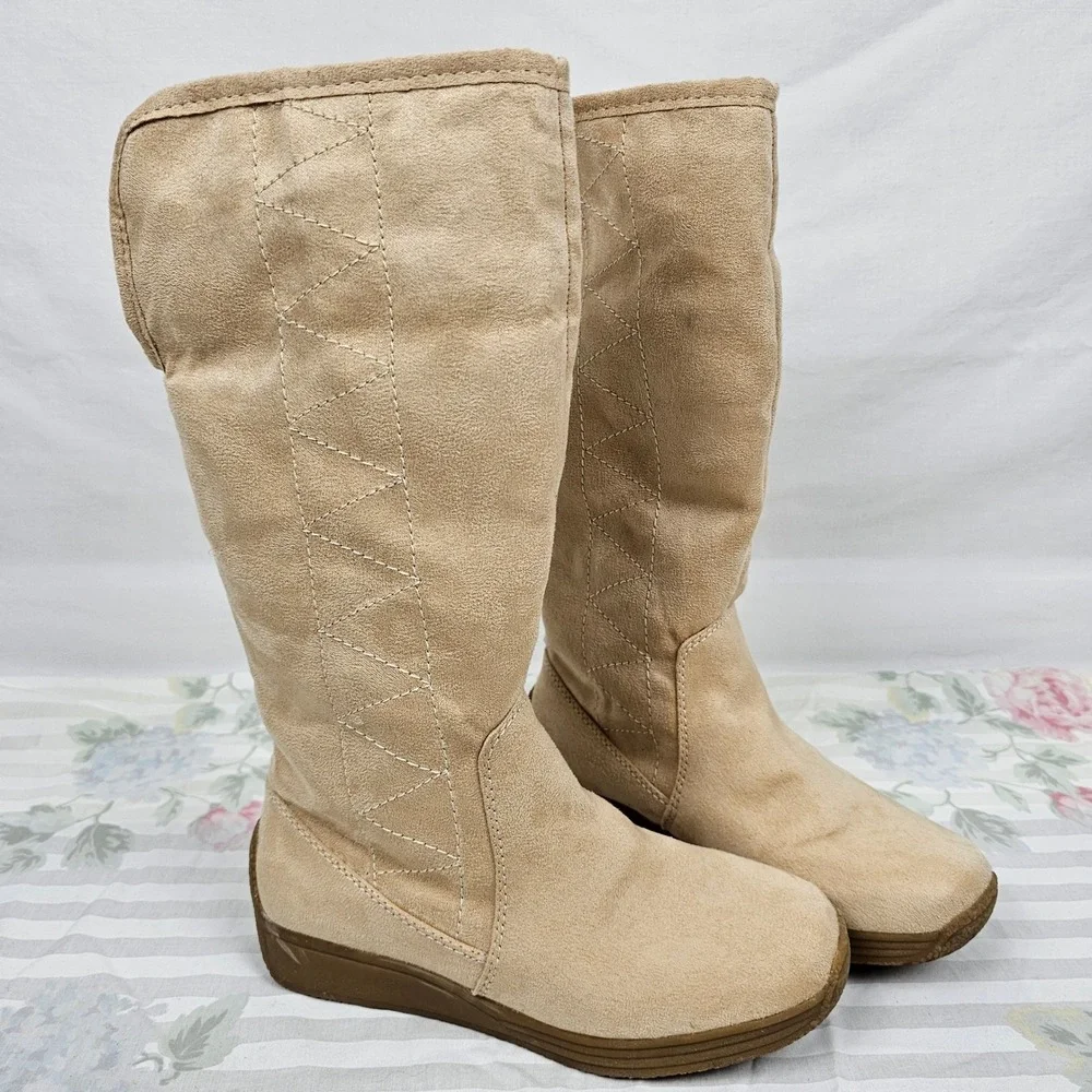 Unionbay Women Tan‎ Minky Suede Shearling Lined Winter Boots 6M